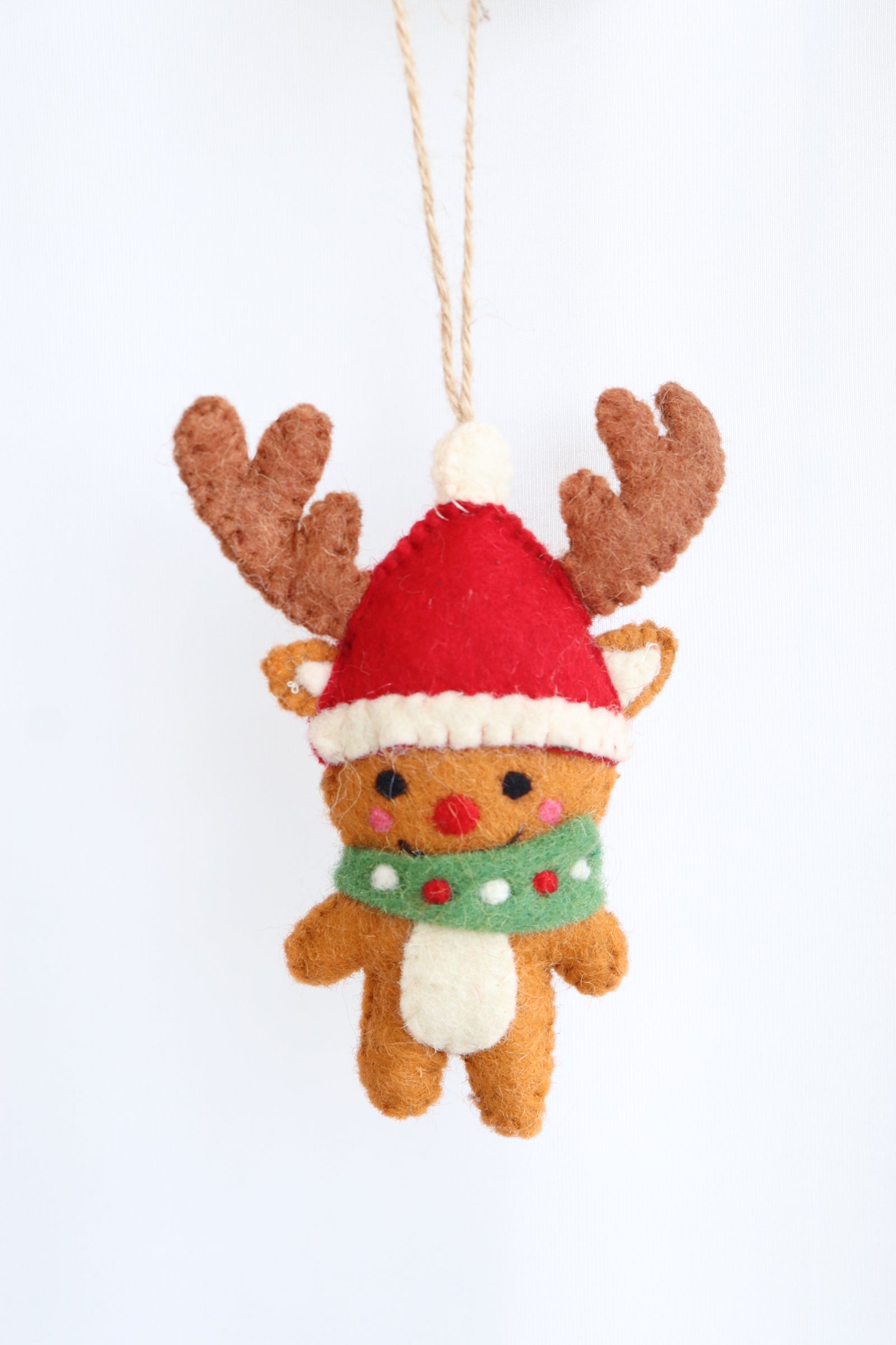 Robby the Reindeer handmade block print Christmas tree ornament by Kari by Kriti
