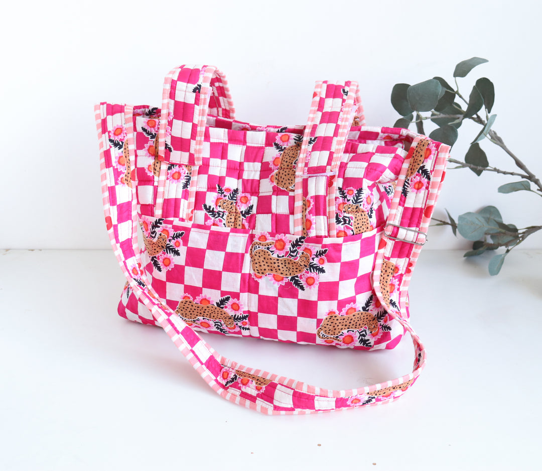 Personalized baby diaper bags - Stroller friendly diaper bag - Pink cheetahs