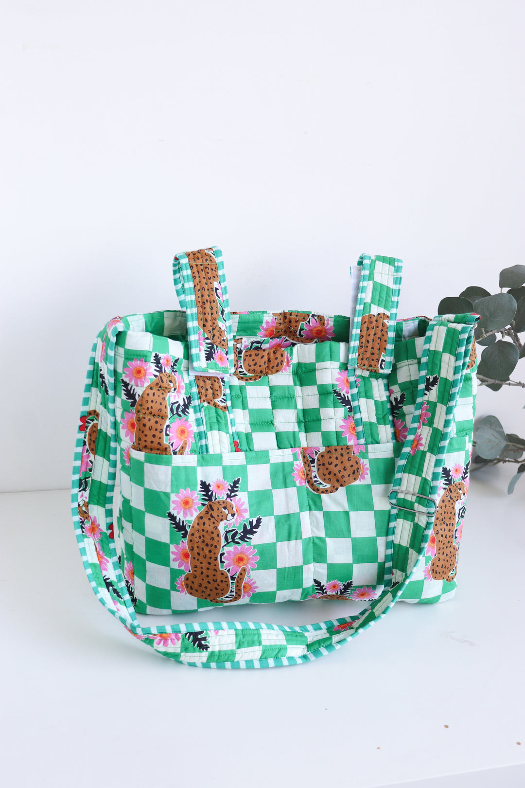 Personalized baby diaper bags - Stroller friendly diaper bag - Green Cheetahs