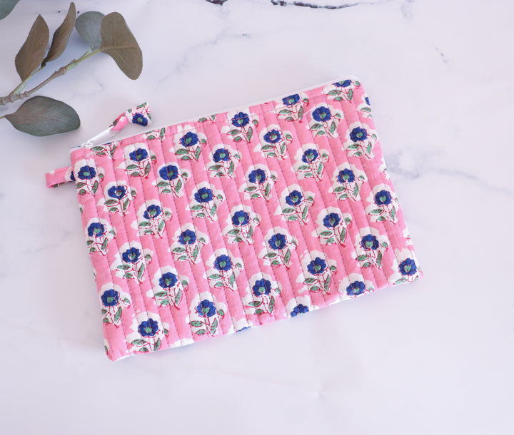 Bulk lot of Block print Quilted Zip wallet - Set of 5/10/20 pcs - Flat pouch