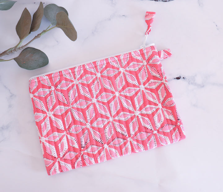 Bulk lot of Block print Quilted Zip wallet - Set of 5/10/20 pcs - Flat pouch