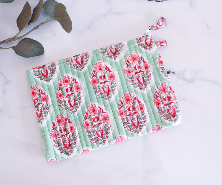 Bulk lot of Block print Quilted Zip wallet - Set of 5/10/20 pcs - Flat pouch