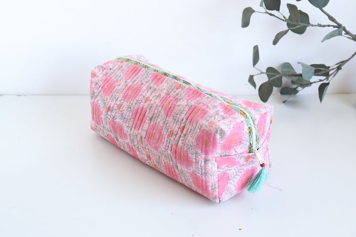 Hair tools organizer kit - XL Cosmetic bag - Block print Dyson Air wrap organizer bag - Light pink floral