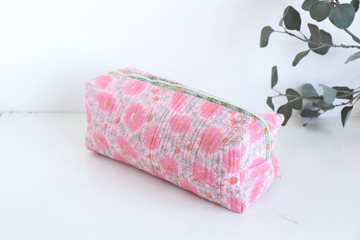 Hair tools organizer kit - XL Cosmetic bag - Block print Dyson Air wrap organizer bag - Light pink floral