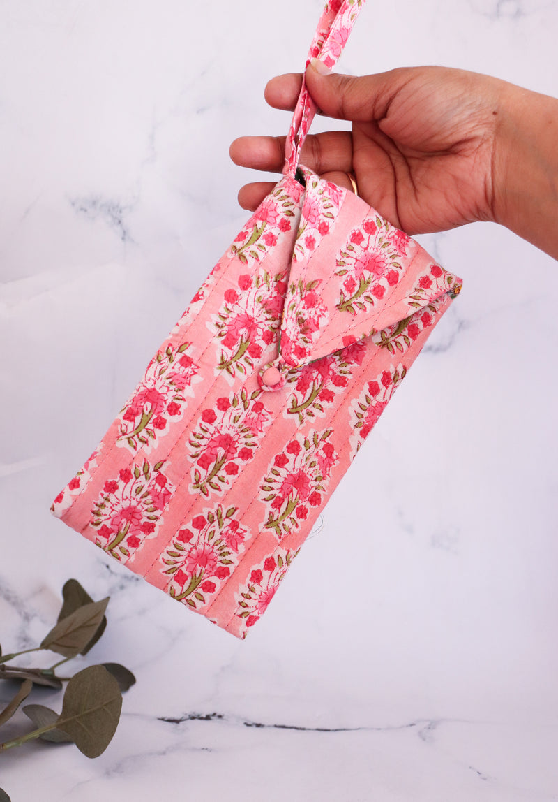 Quilted Sunglasses case - Spectacle cover - Pink ditsy
