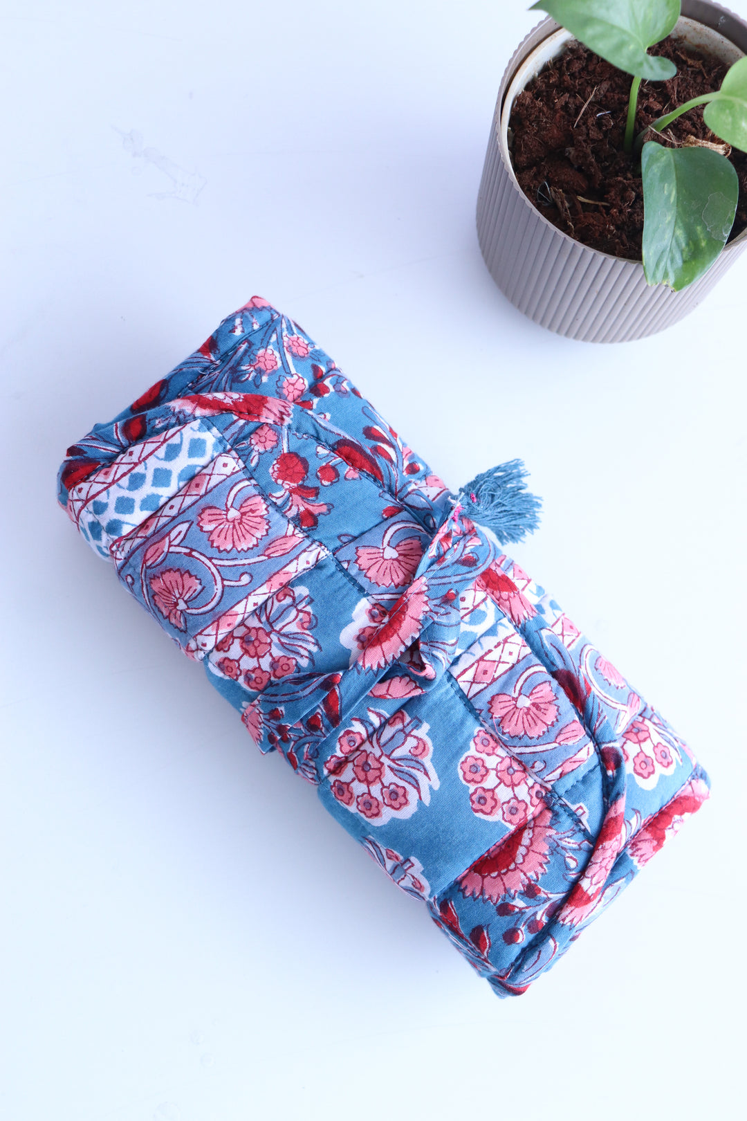 Patchwork Travel Jewelry Pouch - Jewellery organizer - Blue