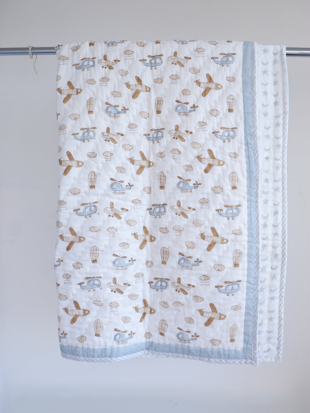 Kids Personalized Flying Machines block print quilt - Up and Away!