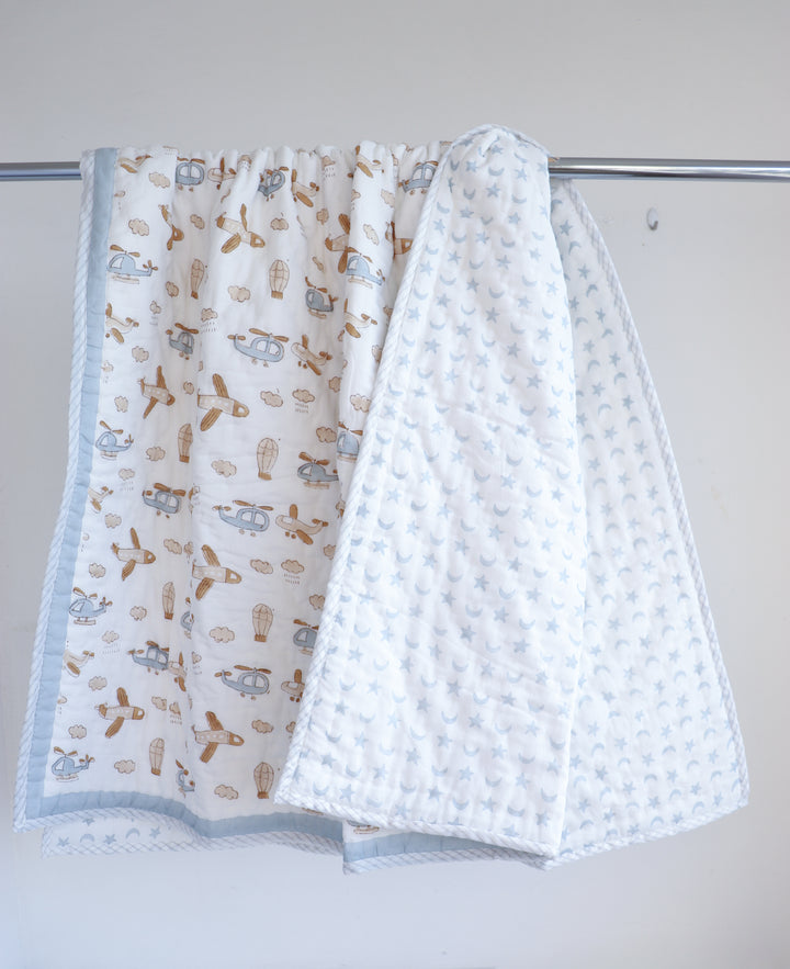 Kids Personalized Flying Machines block print quilt - Up and Away!