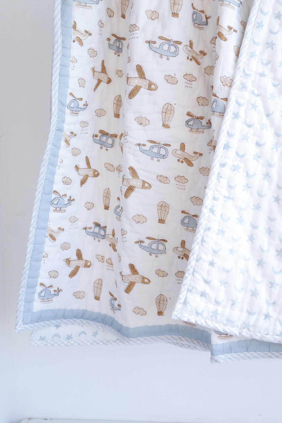 Kids Personalized Flying Machines block print quilt - Up and Away!