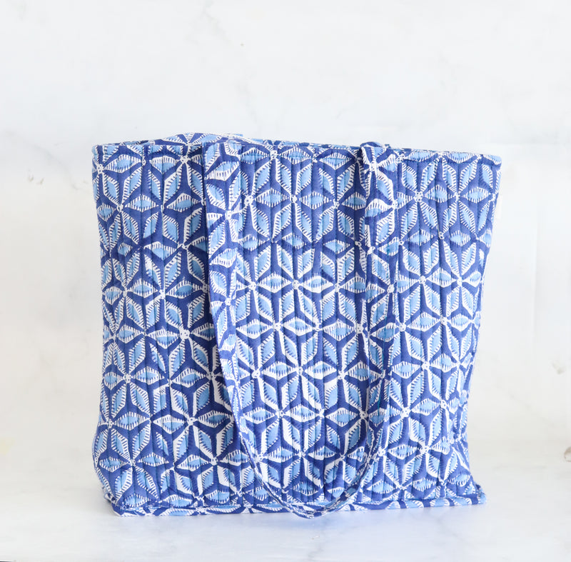Block print tote bag - Boho quilted women&