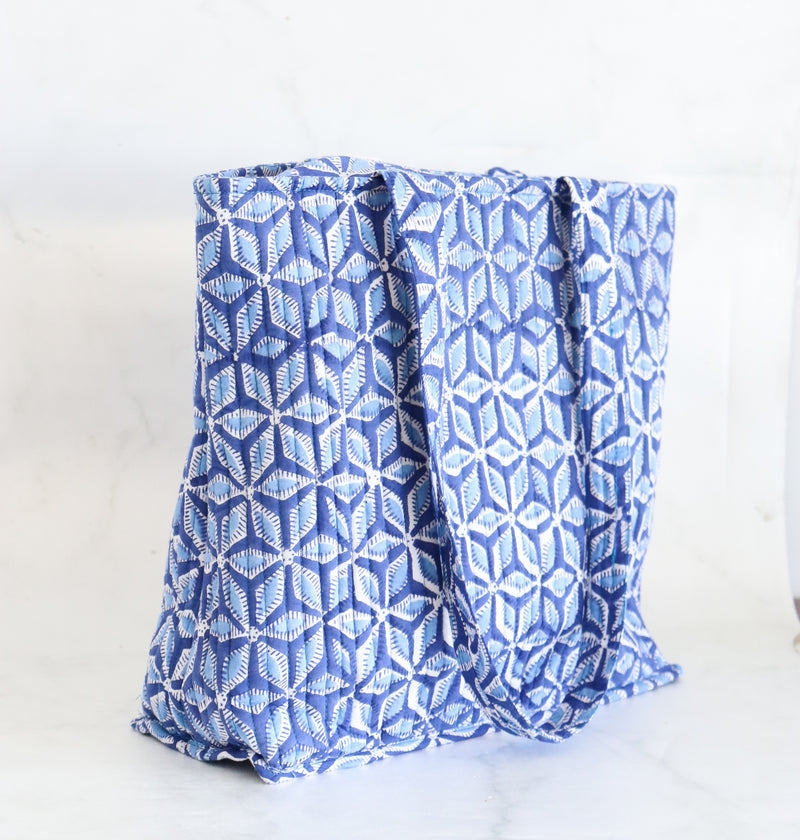 Block print tote bag - Boho quilted women&