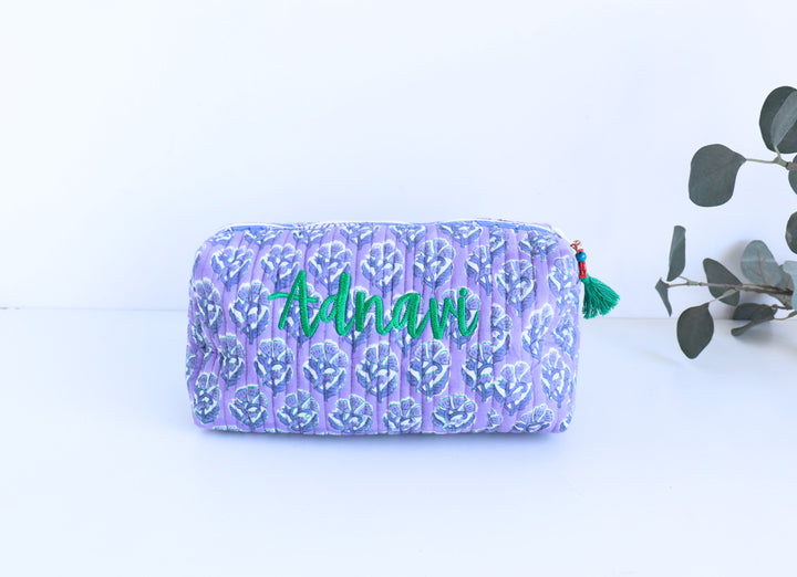 Personalized Medium Block Print Makeup Bag - Custom Name