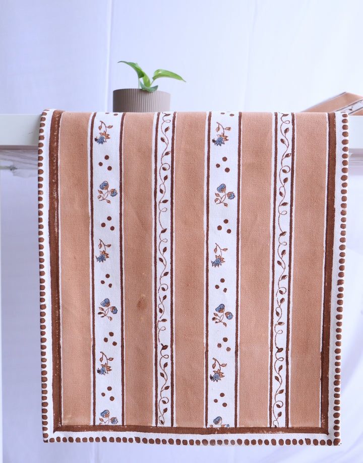 Mocha Mornings Runners - Block print Runner - Table Runner - 13x72 inches - Brown & Blue