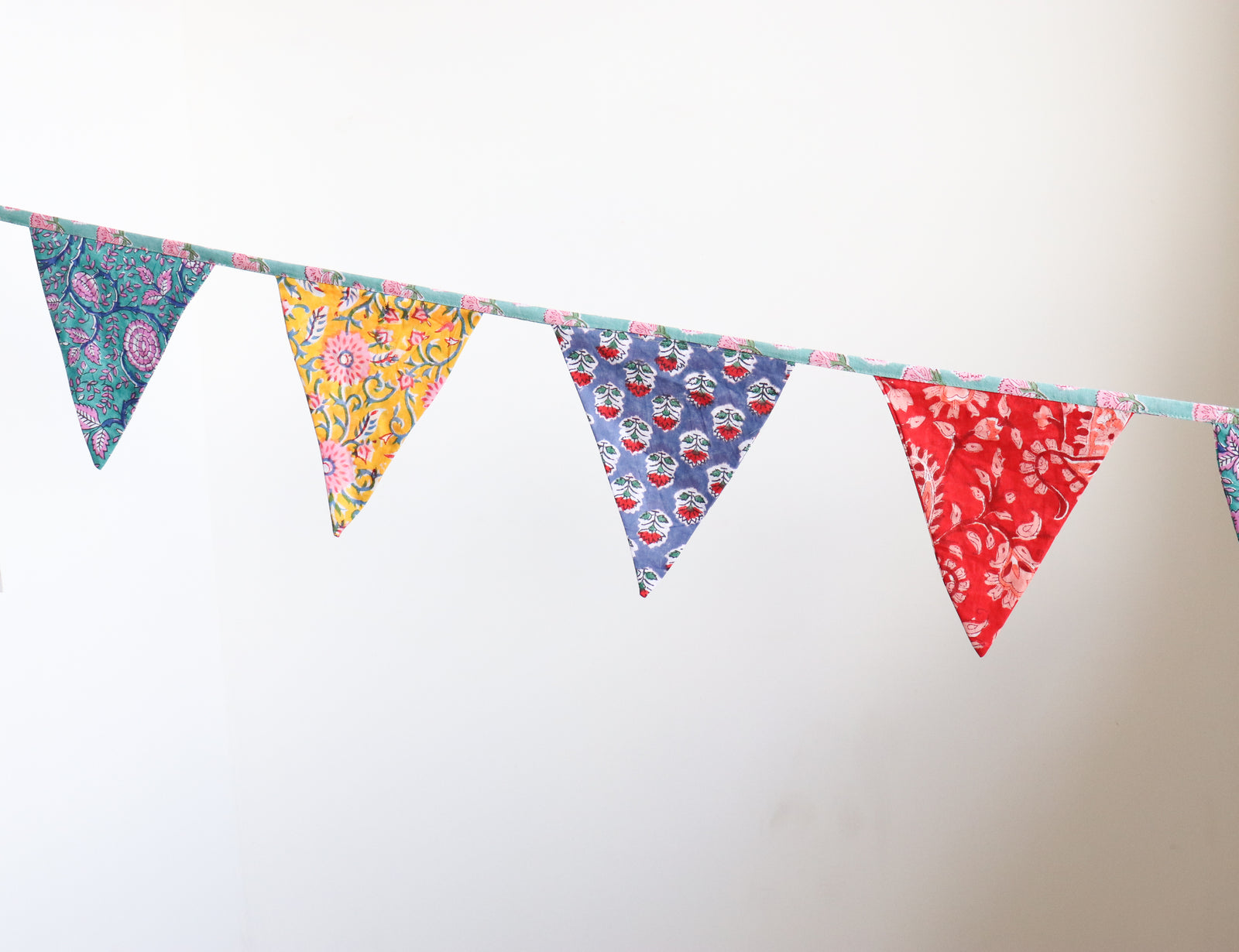 Colourful Fabric Bunting - Garden Decor Toran - 100 Inches - Aaria - close up detail