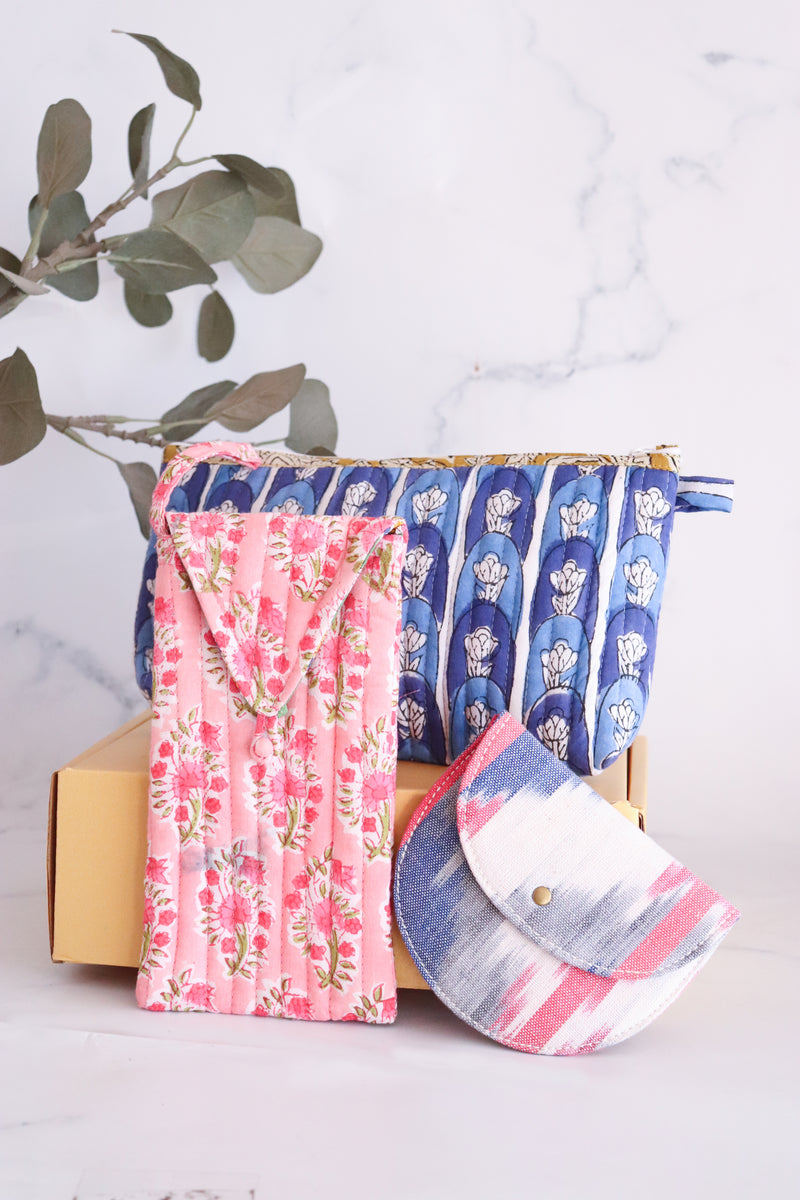 Best friend gift box - Block print pouches assorted gift set