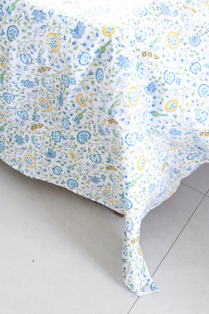 Rainforest block print bed sheet and pillow cases -  King size - 108x108 inches