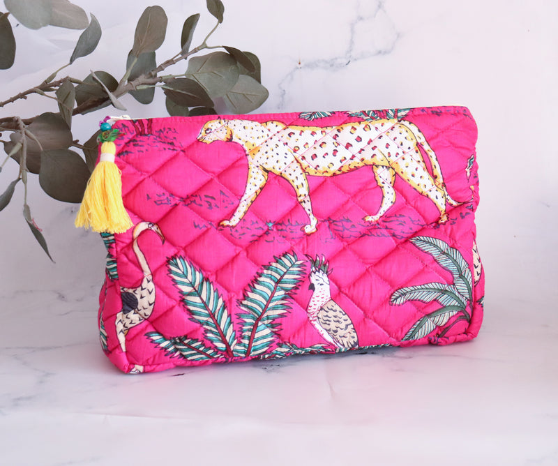 Pink Safari Large Cosmetic bag - Makeup bag - Large travel pouch - Kruger