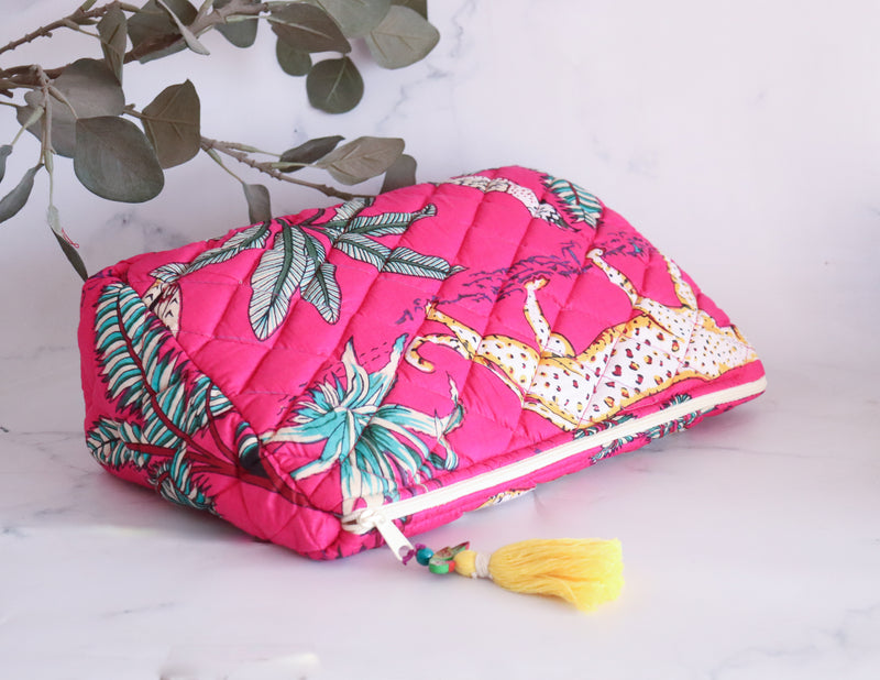 Pink Safari Large Cosmetic bag - Makeup bag - Large travel pouch - Kruger