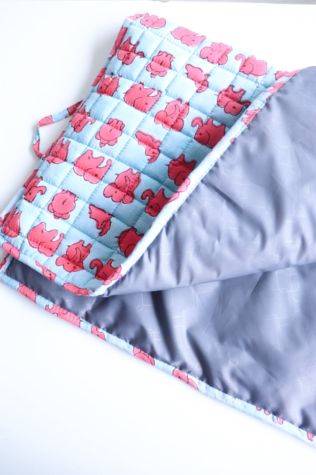 Personalized Roll up Diaper Changing mat for babies - Blue Elephants