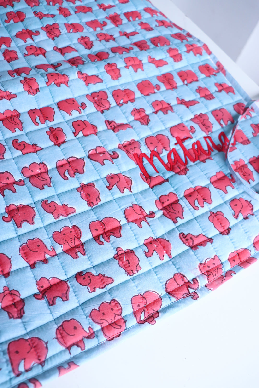 Personalized Roll up Diaper Changing mat for babies - Blue Elephants