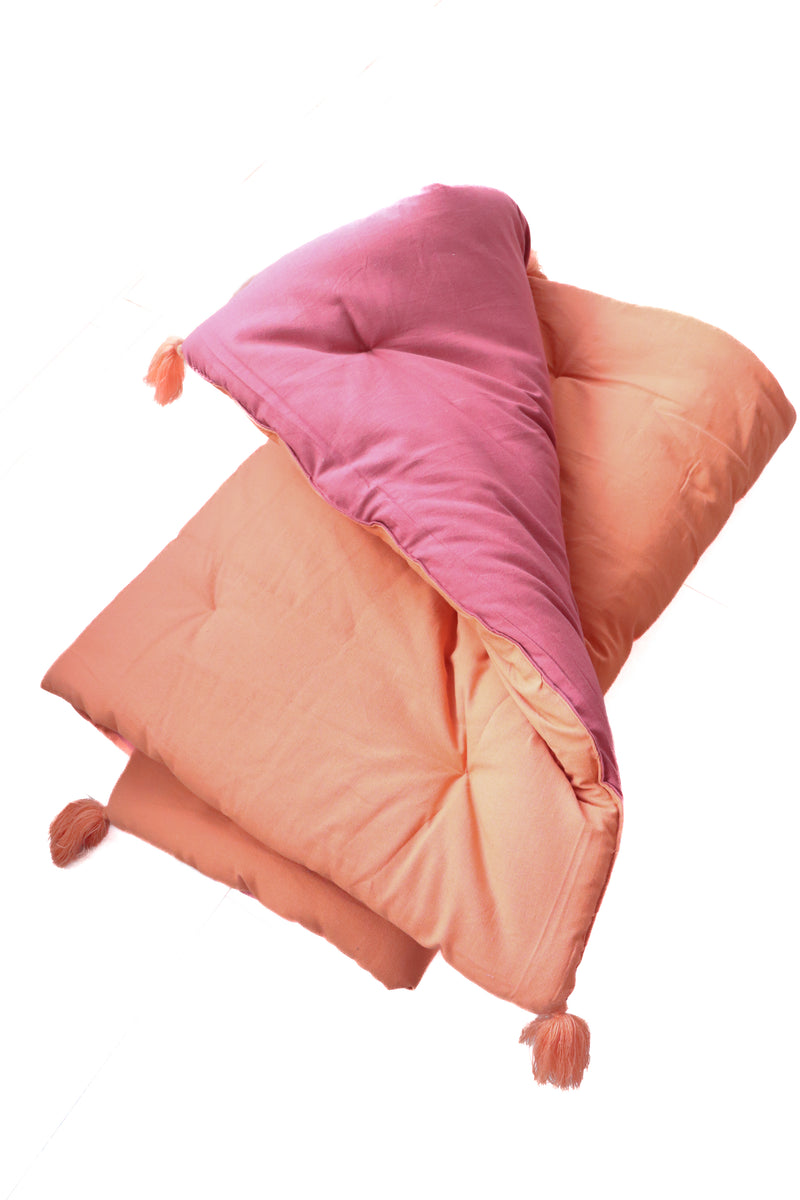 Orange and pink Reversible Floor mattress - Large floor cushion - 3 x 6 feet - Ready to ship