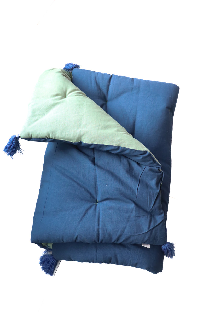 Dark blue and Green Reversible Floor mattress - Large floor cushion - 3 x 6 feet - Ready to ship