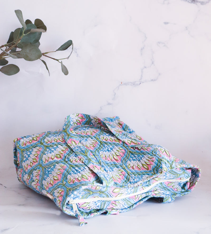 Pre - order Block print tote bag - Boho quilted women&