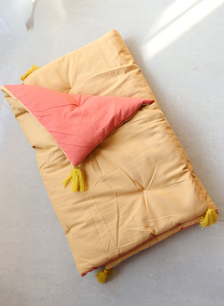 Reversible Floor mattress - Large floor cushion - 3 x 6 feet - Mustard and Orange