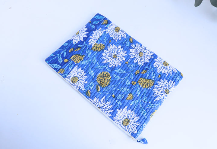 Block print Laptop sleeves - Laptop cover - Blue Floral - 13 inch, 14 inch & 15 inch