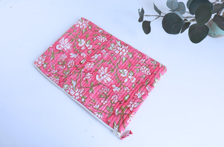 Block print Laptop sleeves - Laptop cover - Bright Pink - 13 inch, 14 inch & 15 inch