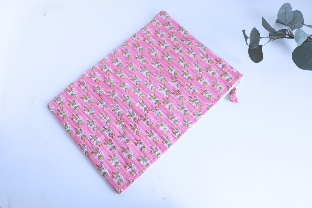 Personalized Block Print Laptop Sleeve - 13, 14 & 15 inch - Light Pink
