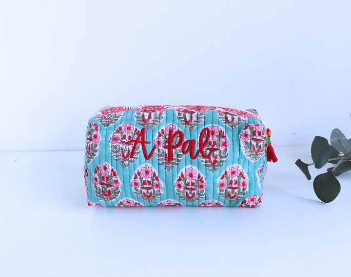 Personalized Medium Block Print Makeup Bag - Custom Name