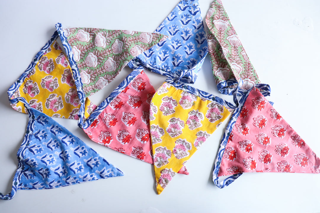 Colourful Fabric bunting - Garden decor - Toran - 100 inches - Aaria
