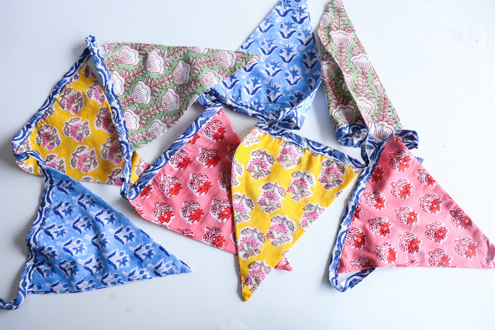 Colourful Fabric bunting - Garden decor - Toran - 100 inches - Aaria