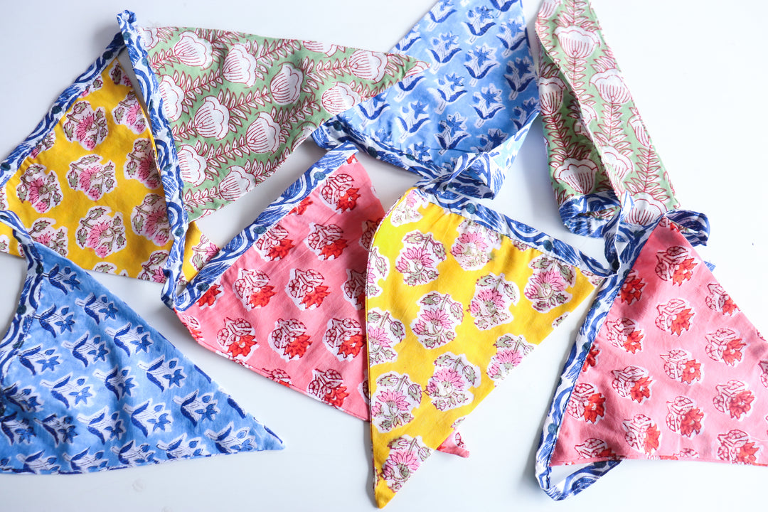 Colourful Fabric bunting - Garden decor - Toran - 100 inches - Aaria