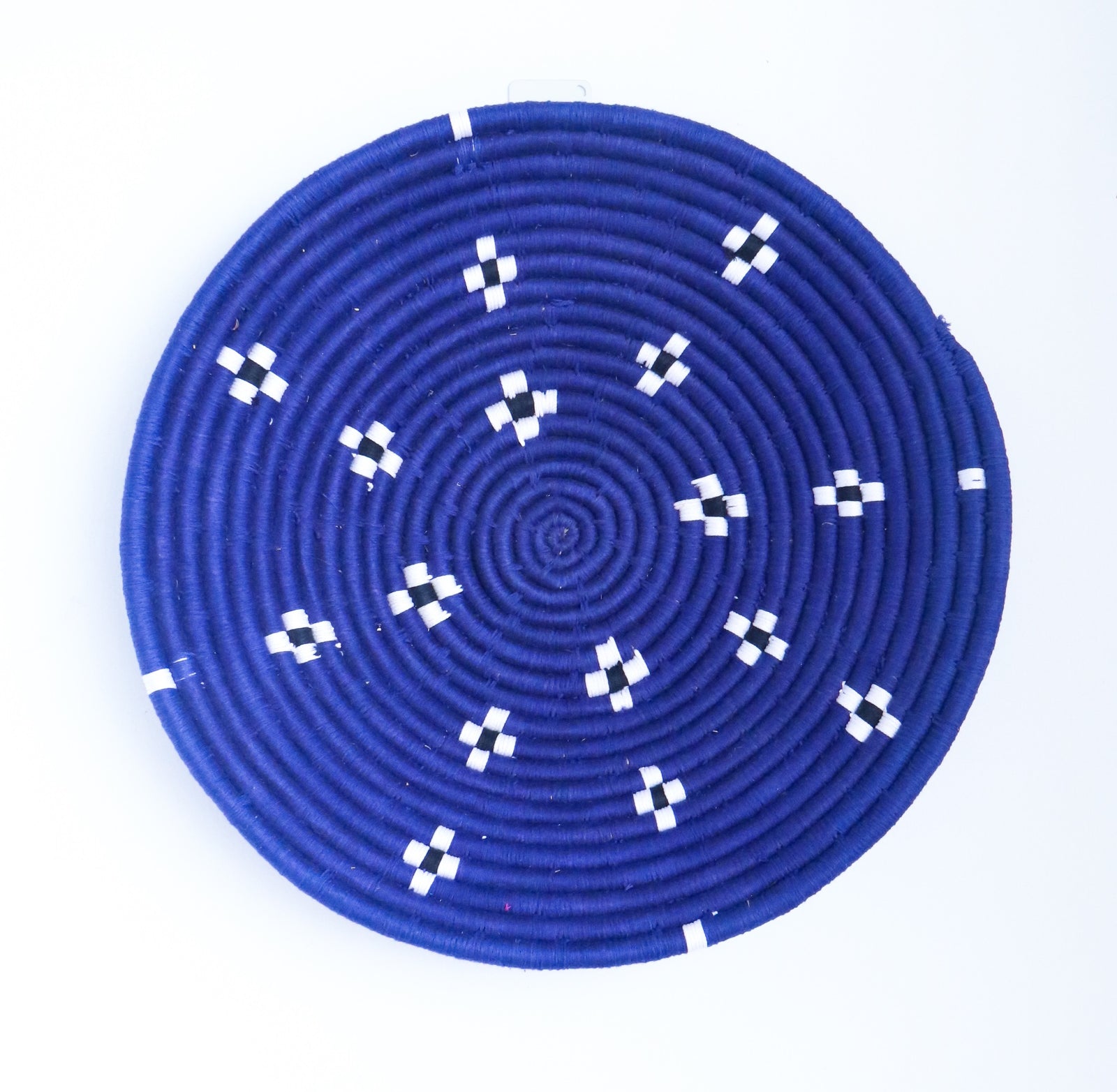 Blue sabai grass decorative wall basket 16 inch, handcrafted wall plate by Kari by Kriti
