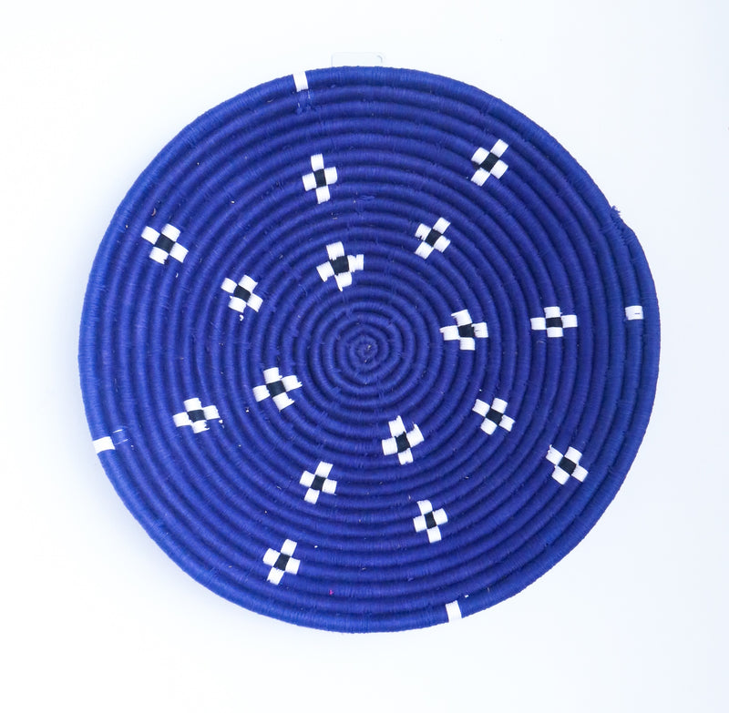 Sabai Grass wall baskets - Decorative wall plates - Wall basket for decor - Blue 16 inch size