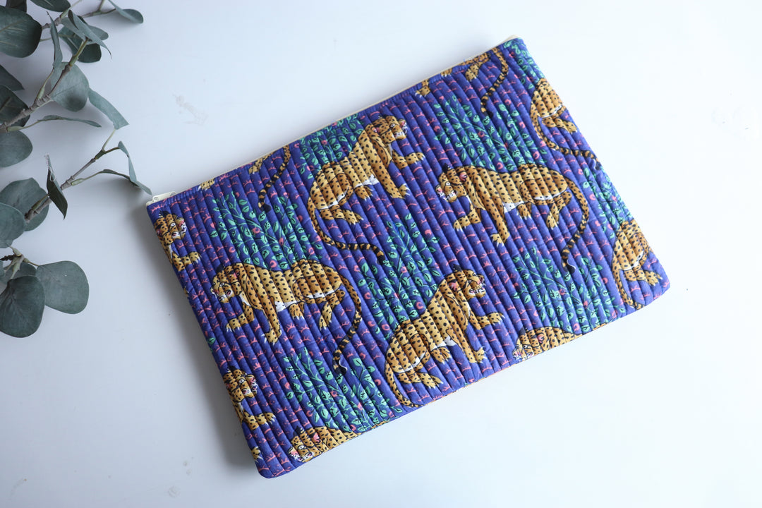 Block print Laptop sleeves - Laptop cover - Purple Cheetah - 13 inch, 14 inch, 15 inch & 16 inch