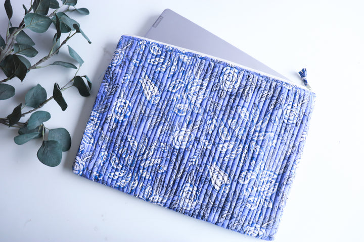 Block print Laptop sleeves - Laptop cover - Light blue - 13 inch, 14 inch, 15 inch & 16 inch
