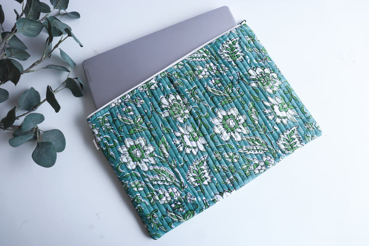 Block print Laptop sleeves - Laptop cover - Dark Green - 13 inch, 14 inch, 15 inch & 16 inch
