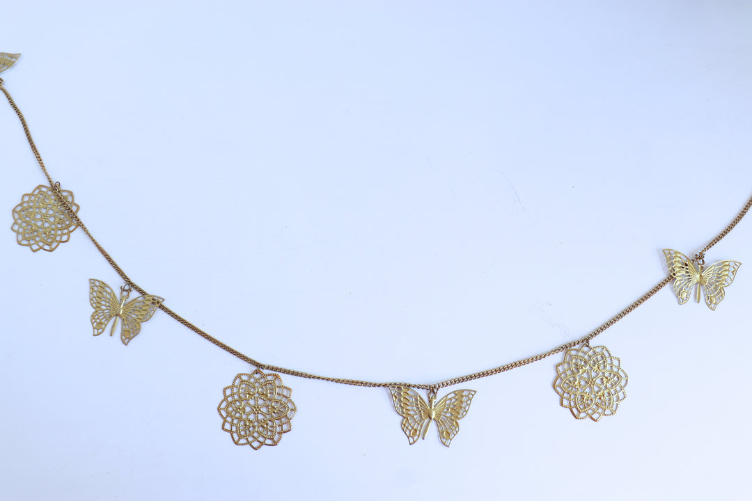 Sale - Handcrafted Metal Toran - Antique Gold cutwork toran - Door hanging decor - Titli - Decor by Kari by Kriti