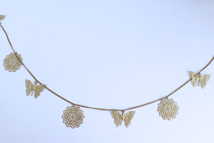 Sale - Handcrafted Metal Toran - Antique Gold cutwork toran - Door hanging decor - Titli - Decor by Kari by Kriti