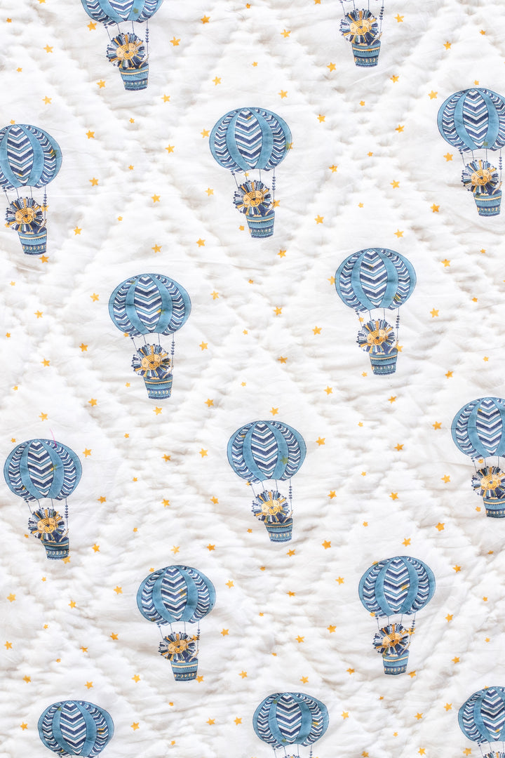 Kids Personalized Lion block print quilt - Baby and kids - Blue and yellow