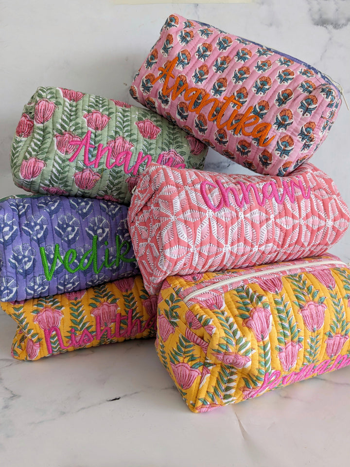 Personalised Large Makeup Pouch - Set of 3 - Custom Names