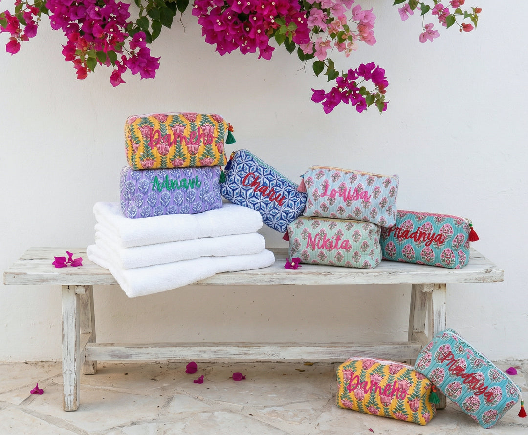 Personalized Large Block Print Makeup Bag - Custom Name