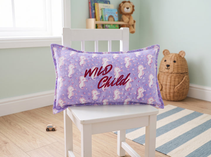 "Wild Child" Hand Block Printed Kids Pillow Cover - 12x20 Inches