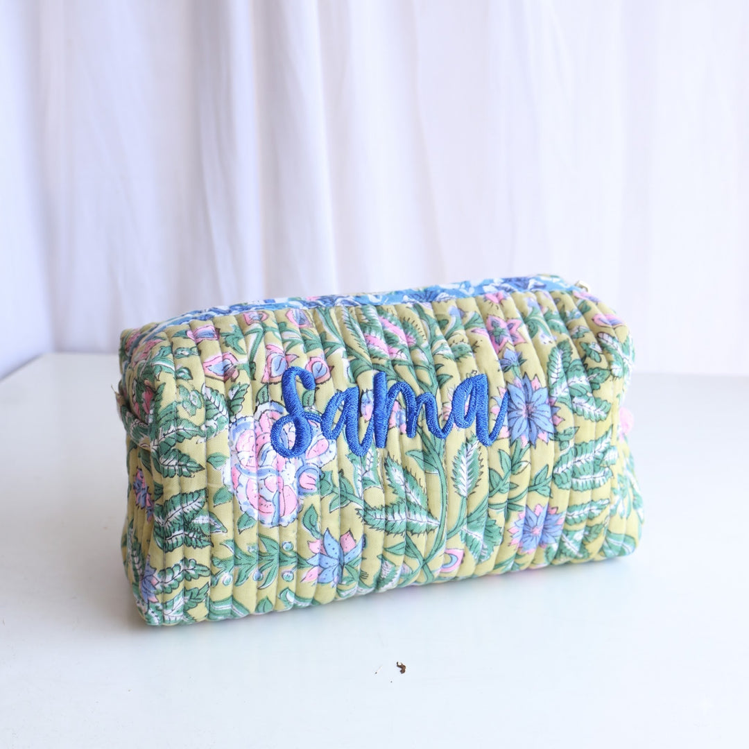Personalized Large Block Print Makeup Bag - Custom Name