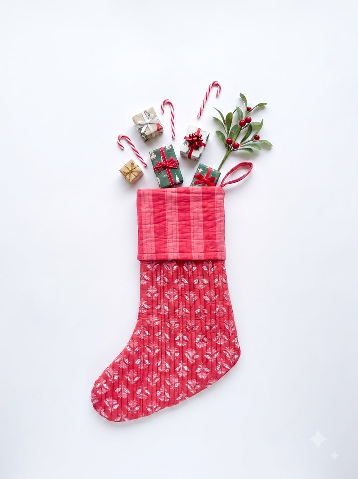 Large Christmas stocking - Quilted Christmas Hanging Decoration - Dancer