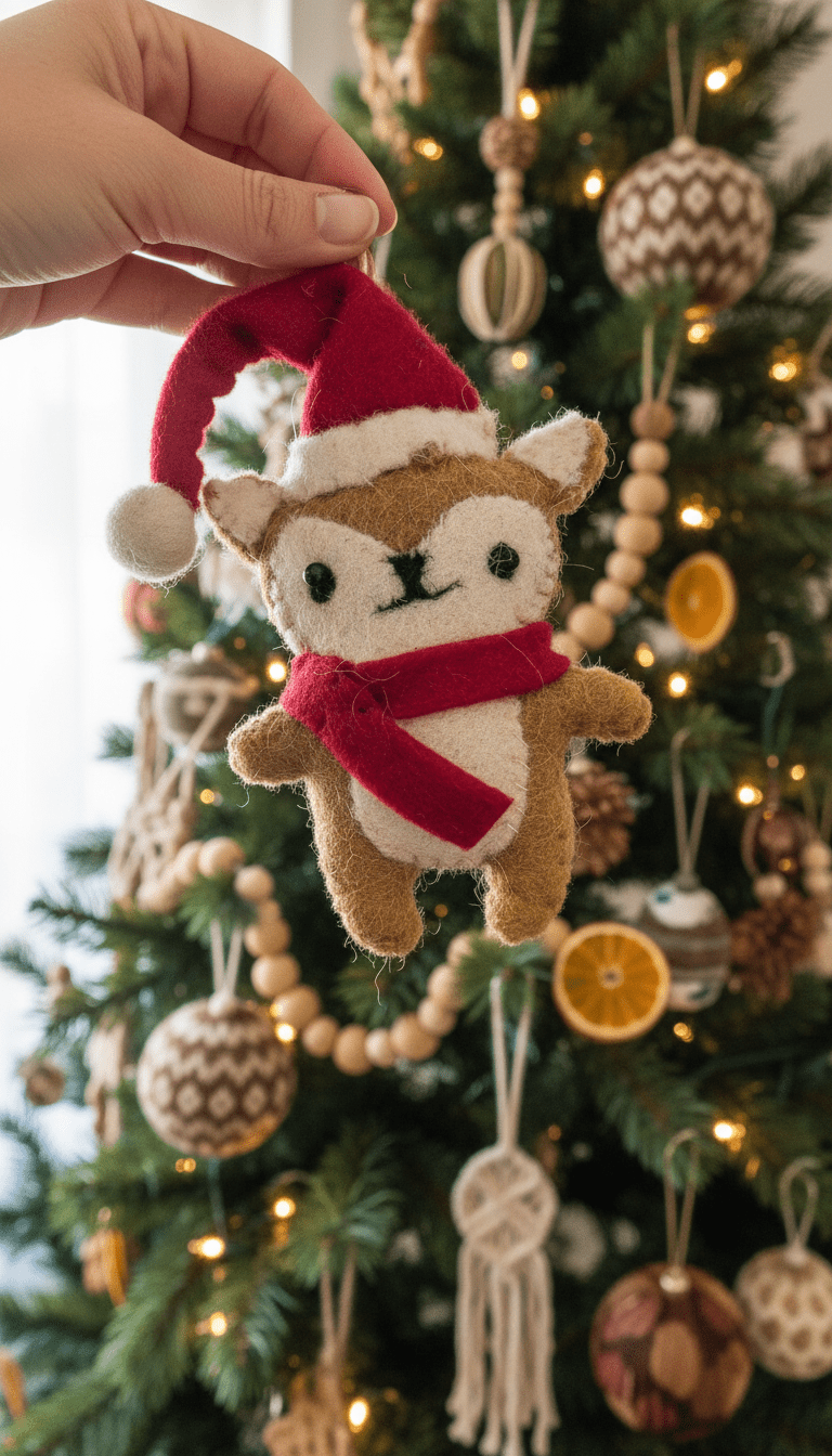 Chilly the Chipmunk handmade block print Christmas tree ornament by Kari by Kriti
