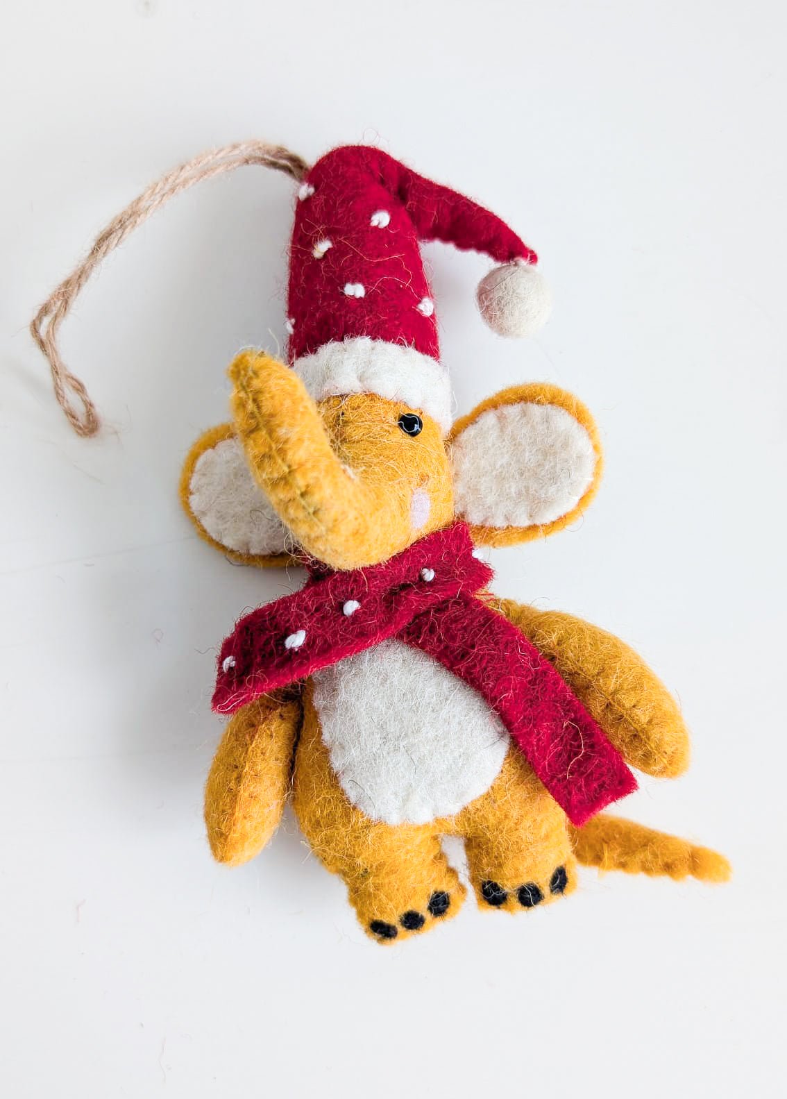 Jolly Jumbo elephant handmade block print Christmas tree ornament by Kari by Kriti
